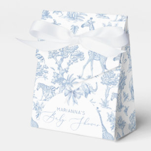 Toile de Jouy Safari-Tiere staubblau elegant Geschenkschachtel
