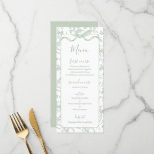 Toile de Jouy-Sage-Baby-Shower-Speisekarte Menükarte