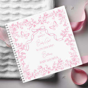 Toile de Jouy Schmetterlinge Baby Shower Gästebuch Notizbuch