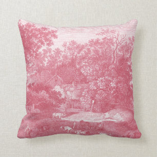 Toile de Jouy Shabby Rosa Ländliche Landschaft Kissen