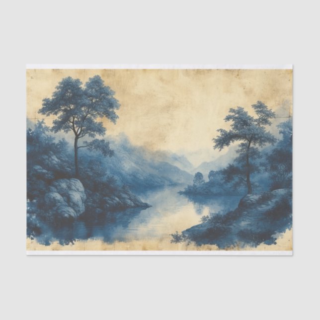 Toile de Jouy - Stillwasserlandschaft Seidenpapier (Vorderseite)