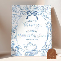 Toile de Jouy Tea Baby Dusche Begrüßungszeichen