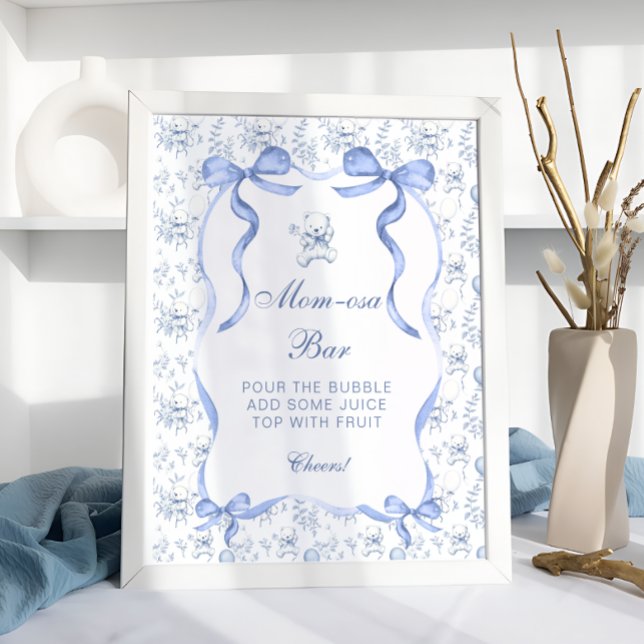 Toile De Jouy Teddy Bear Baby Shower Mama-osa Bar Poster (Von Creator hochgeladen)