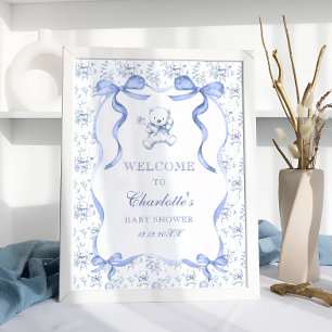 Toile De Jouy Teddybär-Baby-Shower-Willkommen Poster