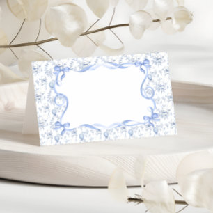 Toile de Jouy Teddybär und Schleife Platzkarte