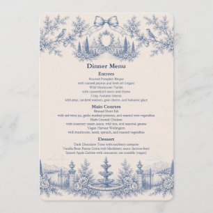 Toile de Jouy Venue Story Hochzeitsmenü Menükarte