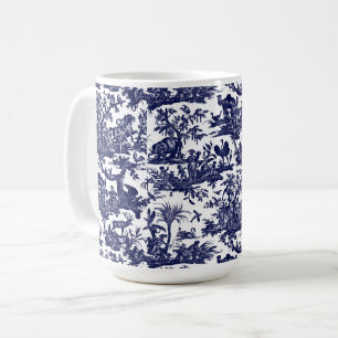 Toile de Jouy Vier Teile der Welt blaues Muster Kaffeetasse