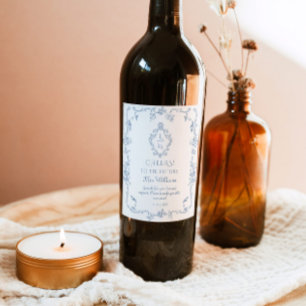 Toile de Jouy Vintag Frame Wappen Brautparty Weinetikett