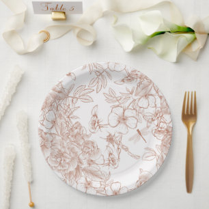 Toile-De-Jouy Vintage französisches Muster Hochzei Pappteller