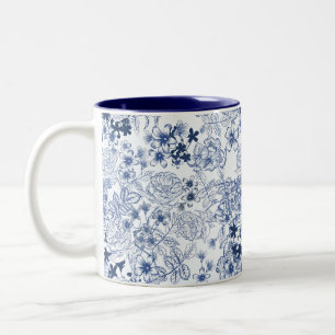 Toile-De-Jouy Vintage Französisches Muster Hochzei Zweifarbige Tasse