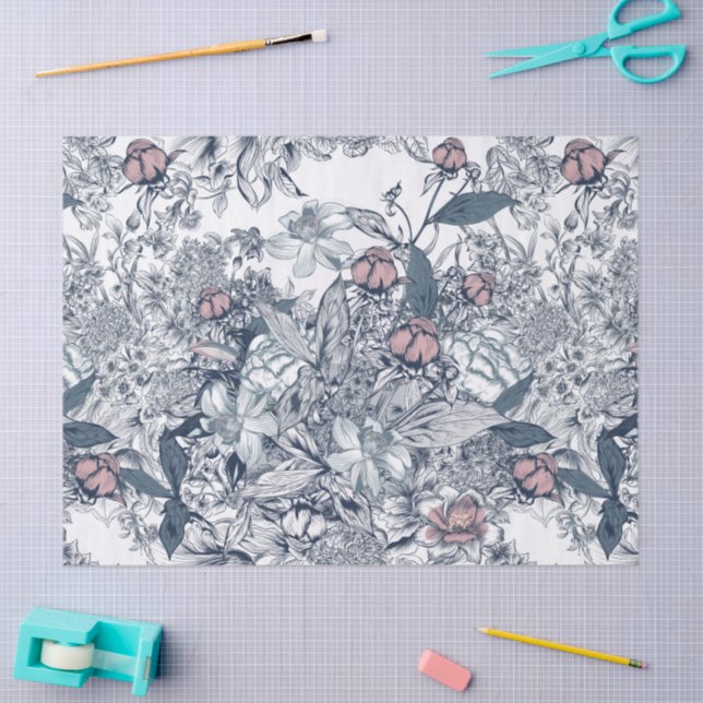 Toile-De-Jouy Vintage French Pattern Seidenpapier (Basteln)