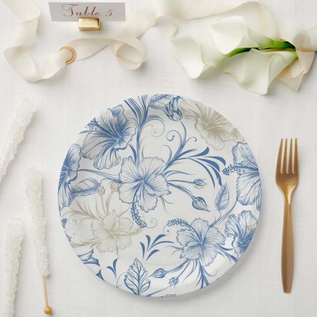 Toile-De-Jouy Vintage French Pattern Wedding  Pappteller (Hochzeit)