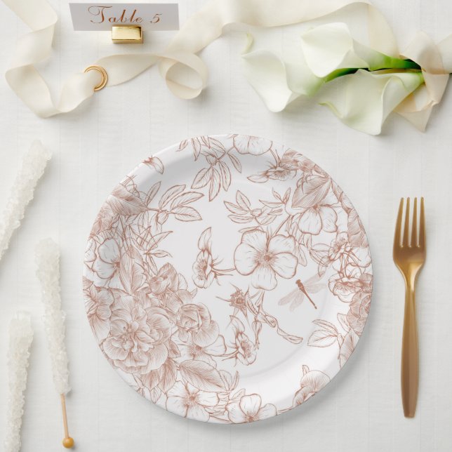 Toile-De-Jouy Vintage French Pattern Wedding  Pappteller (Hochzeit)