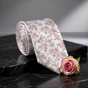Toile de Jouy Vintage Rosa Vogel & Floral Krawatte