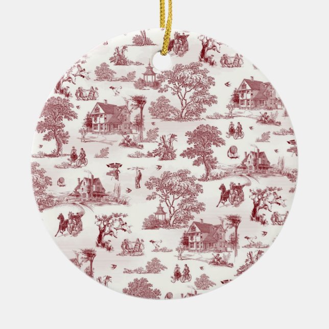 Toile De Jouy - Vintager Nachmittag Keramikornament (Vorne)