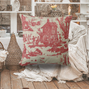 Toile de jouy Vintages französisches Land Der Brun Kissen