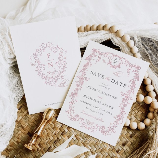 Toile de Jouy Wedding Save the Date Dusty Pink (Von Creator hochgeladen)