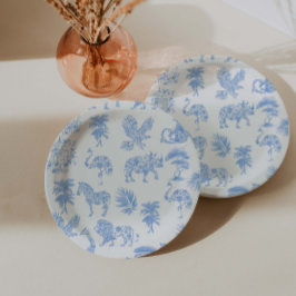 Toile de Jouy White und Blue Safari Pappteller