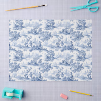 Toile du Jouy Blue Faux French Seidenpapier