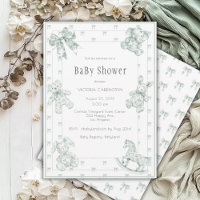 Toile Elegant Sage Green Baby Dusche Einladung