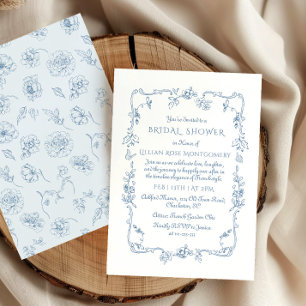 Toile Floral Chinoiserie Brautparty Einladung