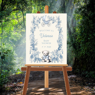 Toile Floral Teddy Bear Baby Dusche Begrüßungszeic Poster