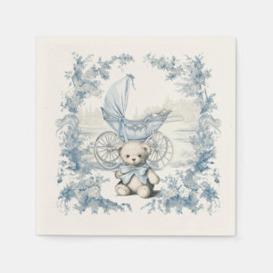 Toile Floral Teddy Bear Carriage Baby Dusche Serviette