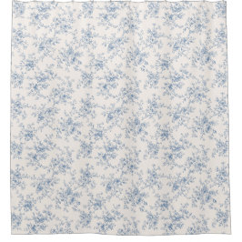 Toile Florales Bouquet Blau Creme Vintage Botanisc Duschvorhang