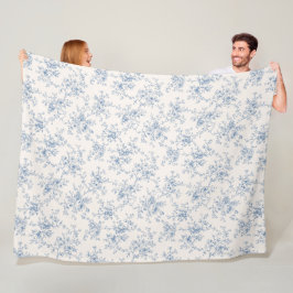 Toile Florales Bouquet Blau Creme Vintage Botanisc Fleecedecke