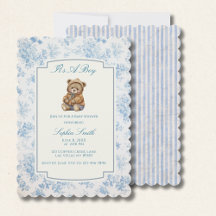 Toile French Blue Blumen Vintage Teddybär