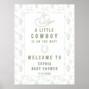 Toile Green Cowboy Begrüßung Babydusche Poster