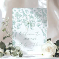 Toile Green Safari Tiere Babydusche Willkommen