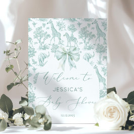 Toile Green Safari Tiere Babydusche Willkommen Poster