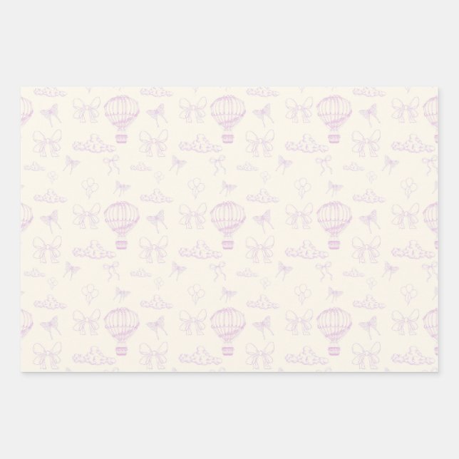 Toile Hot Air-Balloon And Bows Seamless Pattern Geschenkpapier Set (Vorderseite)