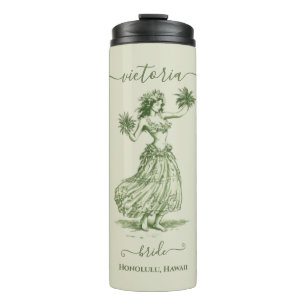 Toile Hula Girl Hawaiian Island Wedding Party Thermosbecher