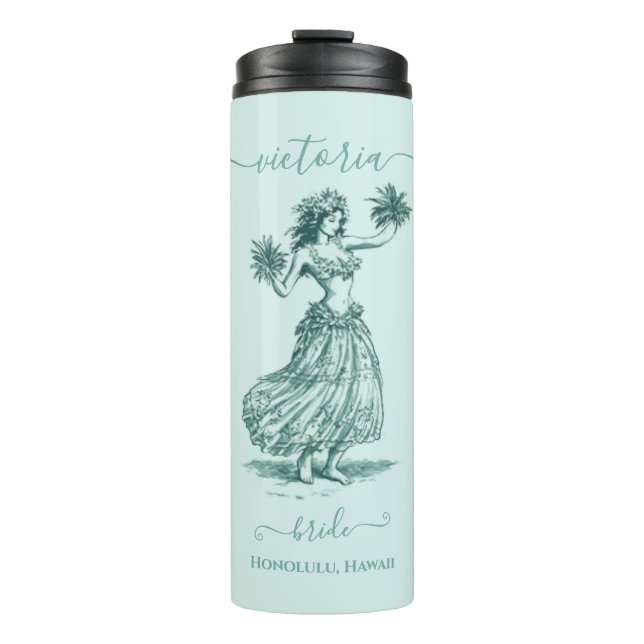 Toile Hula Girl Hawaiian Island Wedding Party Thermosbecher (Vorderseite)