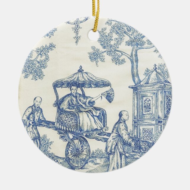 Toile in Blau und Weiß Keramikornament (Vorne)