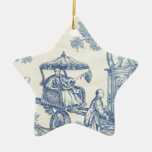 Toile in Blauem u. in weißem Keramikornament