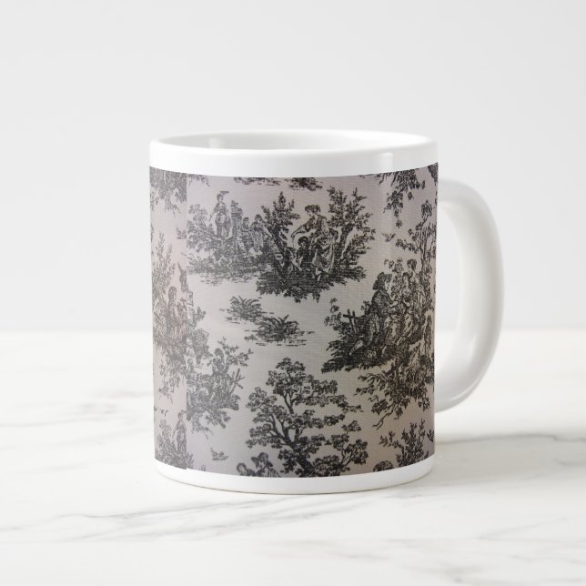 Toile in Schwarz und Weiß Jumbo-Tasse (Vorderseite Rechts)