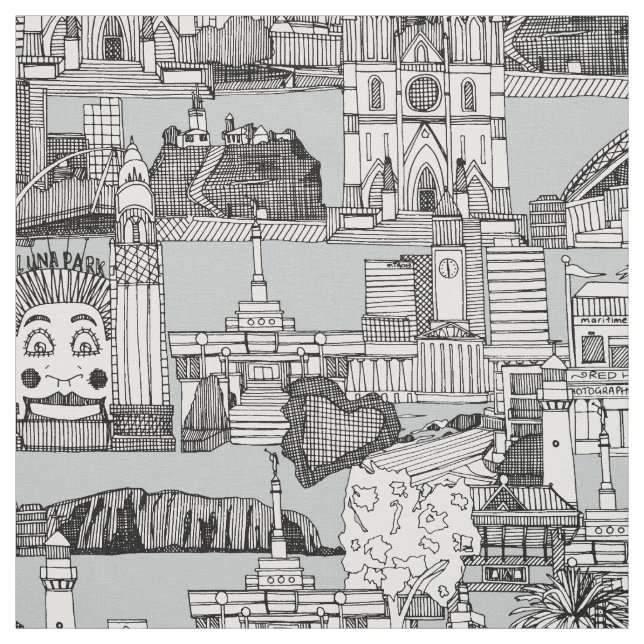 Toile jouy Monochrom Des AUSTRALIENS Stoff (Muster)