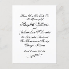 Toile & Kalligrafie Hochzeit Speichern Sie das Dat Einladungspostkarte