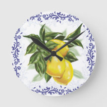 Toile Lemons Clock