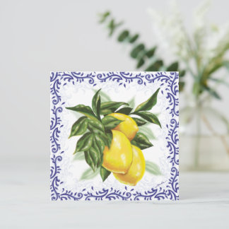 Toile Lemons Flat Blank Grußkarte Feiertagskarte
