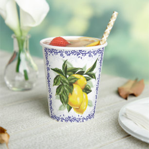 Toile Lemons Paper Cups Pappbecher