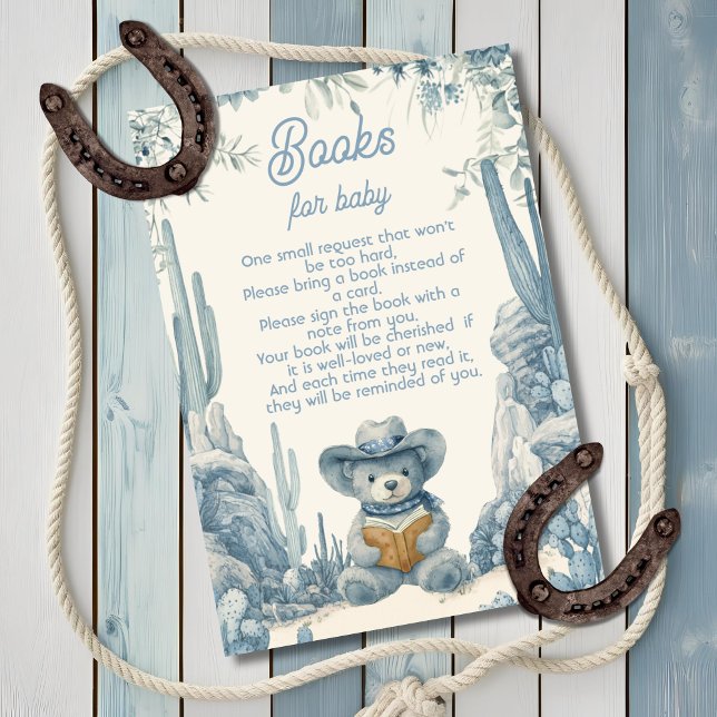 Toile Little Cowboy Teddy Bear Books for Baby card Einladung (Von Creator hochgeladen)