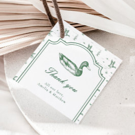 Toile Mallard Duck Neutral Baby Shower Favor Geschenkanhänger