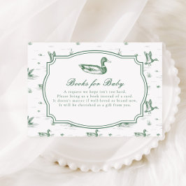 Toile Mallard Duck Neutral Gingham Baby Shower Begleitkarte
