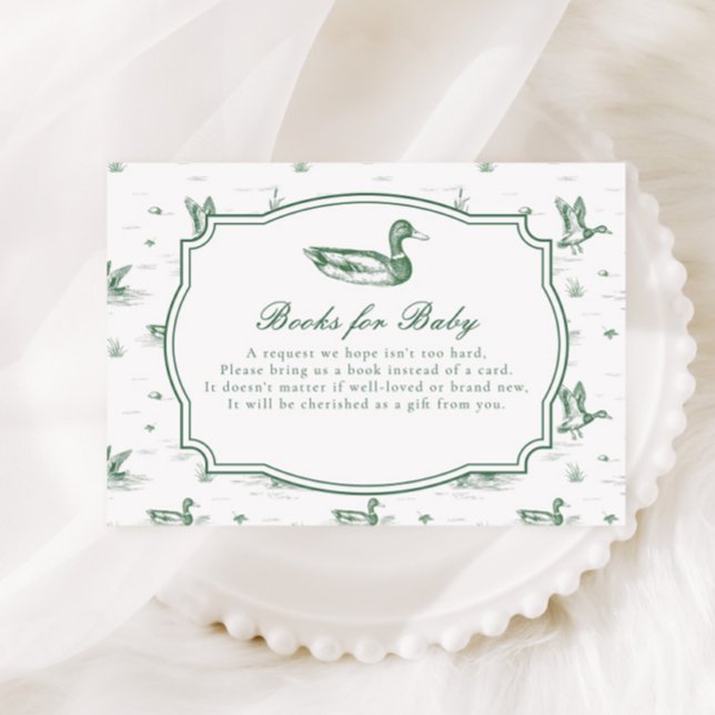 Toile Mallard Duck Neutral Gingham Baby Shower Begleitkarte (Von Creator hochgeladen)