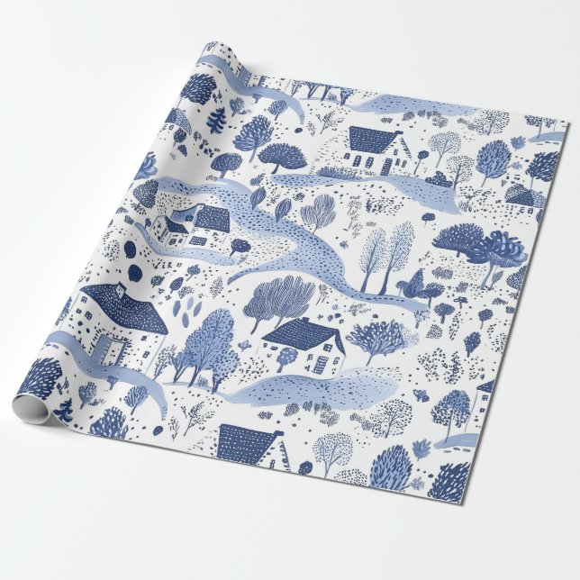 Toile-Muster Englische Landschaft Geschenkpapier (Ungerollt)