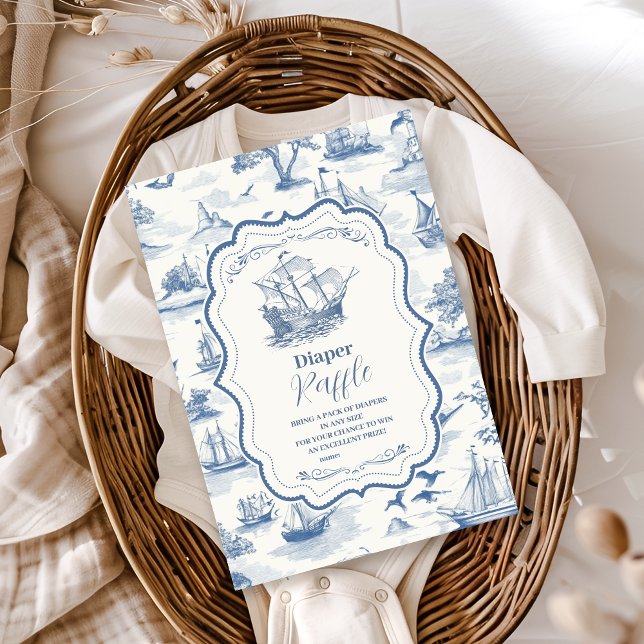 Toile Nautical Baby Showdiapper Raffle Begleitkarte (Von Creator hochgeladen)